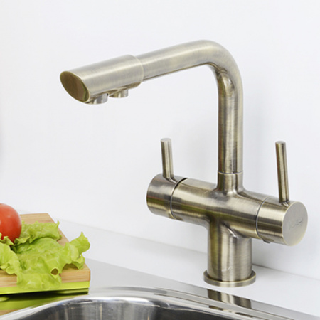 Смеситель для кухни кухни с фильтром для воды WasserKRAFT А8037 светлая бронза фото