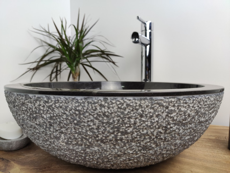 Раковина из мрамора Indo Bowl Dotted Black Medium BM-00027 фото