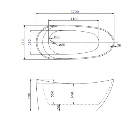 Акриловая ванна BelBagno BB25 170х76 фото