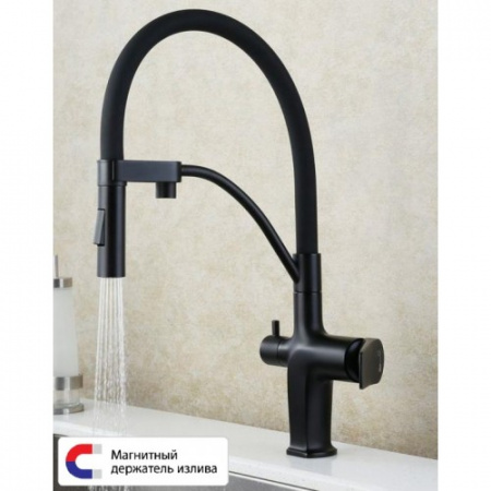 Смеситель для кухни кухни с фильтром для воды Lemark Bronx LM3761BL фото