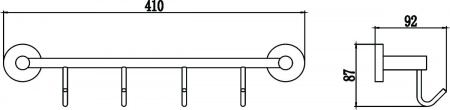 Планка с четырьмя крючками Savol 87 S-008774 фото