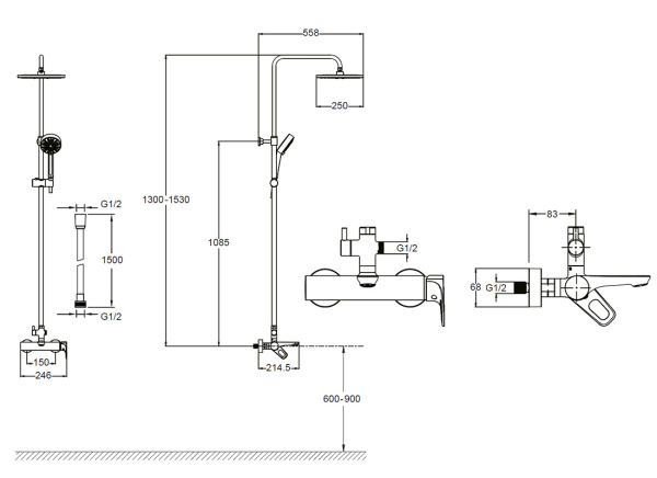 Душевая система (стойка) Jacob Delafon Aleo 2.0 E26809-CP фото