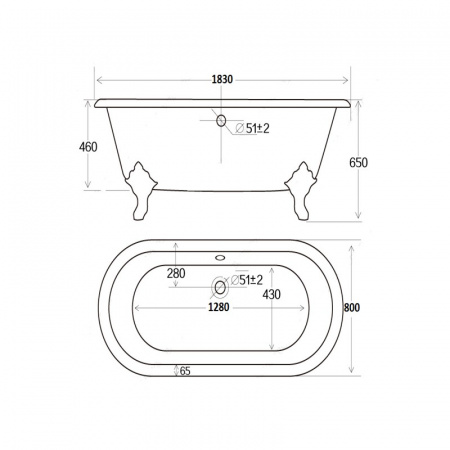 Чугунная ванна Magliezza Patricia Cr 183x80 на ножках фото