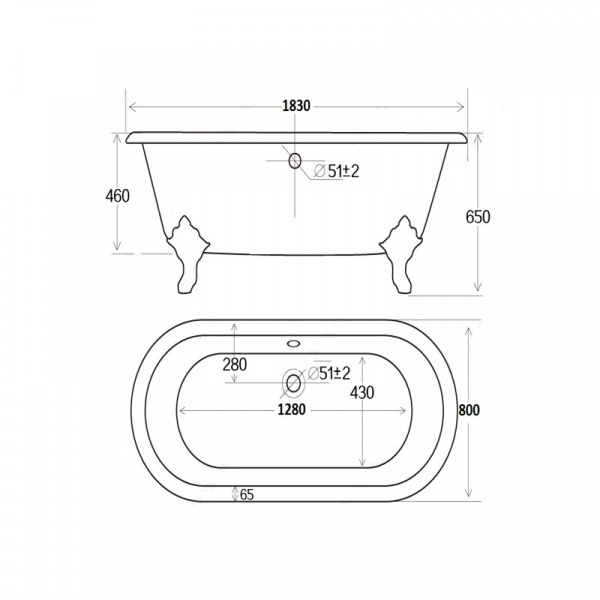 Чугунная ванна Magliezza Patricia Wh 183x80 на ножках фото