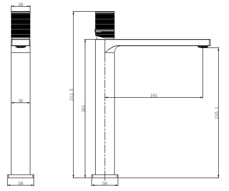 Высокий смеситель для раковины Vincea Domus VBF-5DM02GM вороненая сталь фото