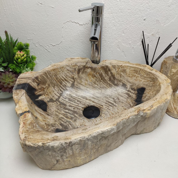 Накладная раковина из окаменелого дерева Fossil Basin OD-01305 (57*44*14) фото