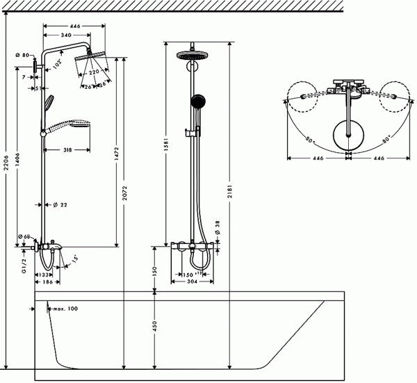 Душевая стойка Hansgrohe Croma 220 Showerpipe 27223000 фото