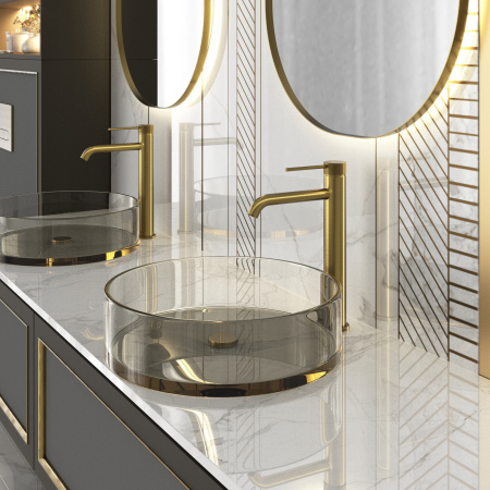 Высокий смеситель для раковины Timo Saona 2411/20F Золото шлифованное фото