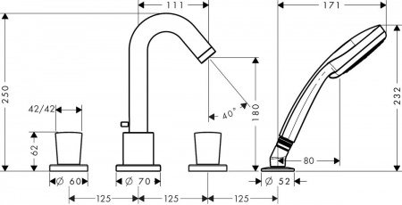 Смеситель на борт ванны Hansgrohe Logis 71314000 фото