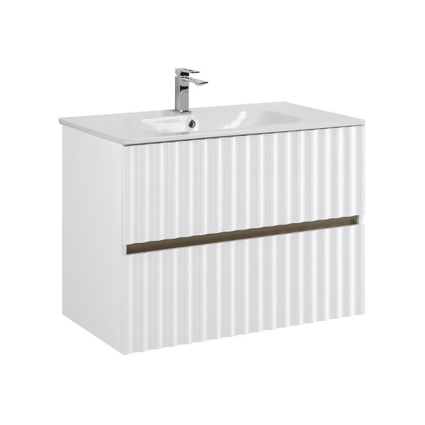 Тумба под раковину Art&Max Elegant AM-ELEGANT-800-2C-SO-BM-LED белая матовая / с подсветкой фото