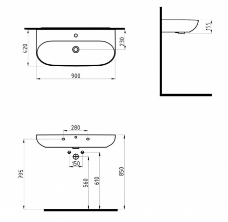 Раковина Bien Vokha MDLS09001FD1B7000 90x42 фото