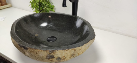 Накладная раковина из речного камня RS0795 (53*44*15) фото