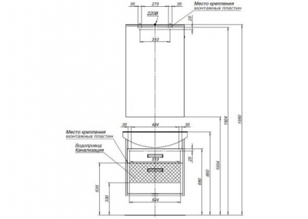 Тумба с раковиной Aquanet Грейс 60 00212656 фото