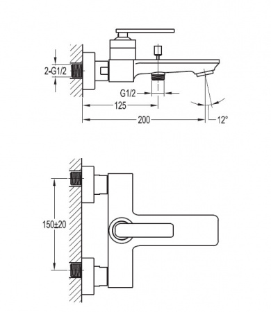 Смеситель для ванны с душем Cezares City CITY-VD-01 фото