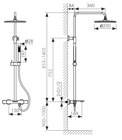 Душевая система с термостатом Kaiser Serio 05382-4 белая матовая фото