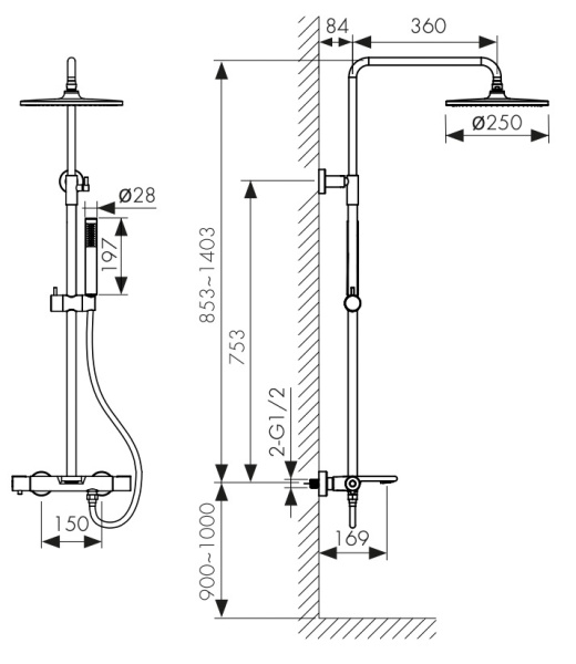 Душевая система с термостатом Kaiser Serio 05382-4 белая матовая фото