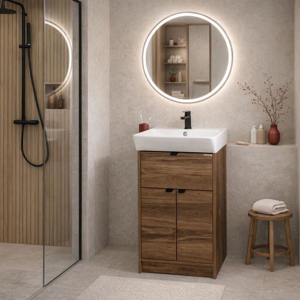 Тумба с раковиной Comforty Руза-50 00-00022023CF дуб темно-коричневый фото