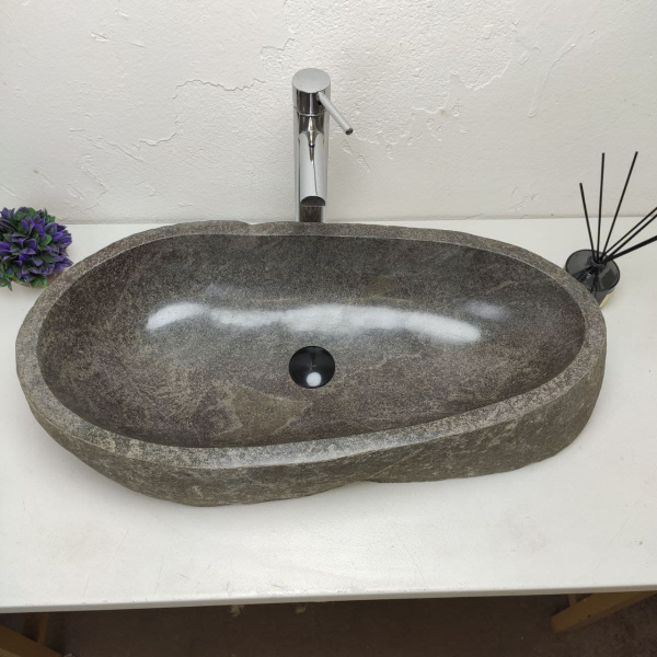 Накладная раковина из речного камня RS01188 (75*37*15) фото