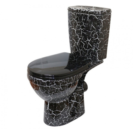 Унитаз-компакт напольный Rosa Рио 463288 черный кракелюр, с сиденьем фото