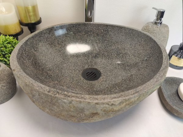 Накладная раковина из речного камня RSM0639 (41*38*15) фото