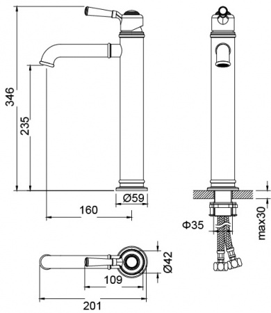 Высокий смеситель для раковины Timo Arisa 5311/02F анти фото