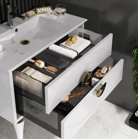 Мебель для ванной Smile Ибица 90 белый/золото фото