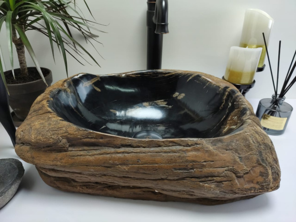 Накладная раковина из окаменелого дерева FSB-0409 фото