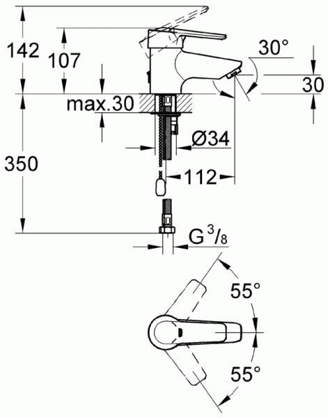 Смеситель для раковины Grohe Eurostyle New 33557003 фото