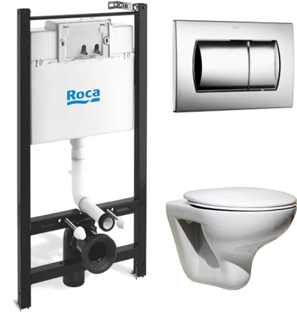 Комплект Roca Mateo 7893100010 подвесной унитаз + инсталляция + кнопка фото