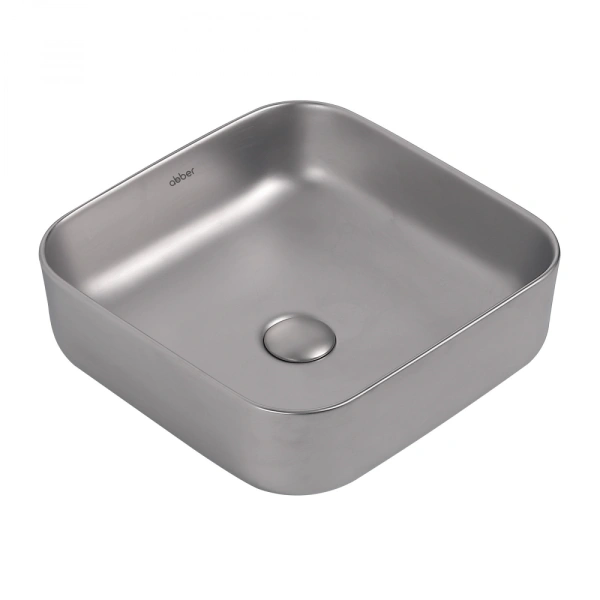 Накладная раковина Abber Rechteck AC2211MS 38x38 серебро матовое фото