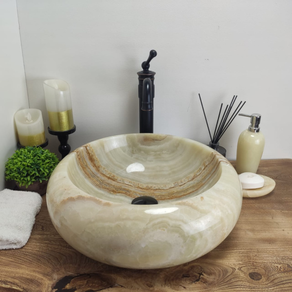 Накладная раковина из оникса Donut Green Medium DO-00172 (45*45*15см) фото