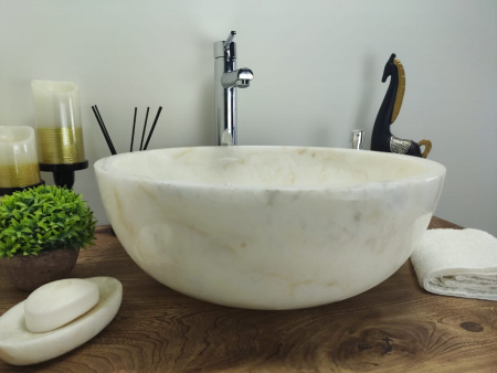 Накладная раковина из оникса Indo Bowl white Medium TinLip BO-00508 фото