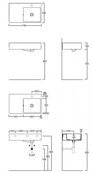 Подвесная раковина Simas Top e lavabi d'Arredo QU75D*1 bi фото