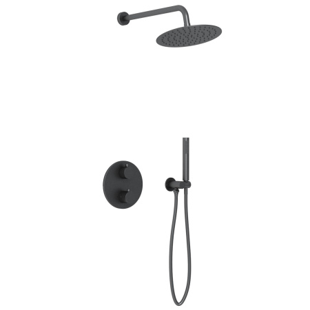 Душевая система скрытого монтажа с термостатом Vincea VSFW-101TMB черная матовая фото