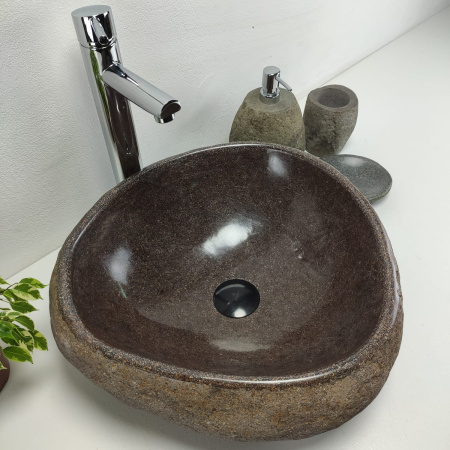 Накладная раковина из речного камня RS0910 (45*45*16) фото