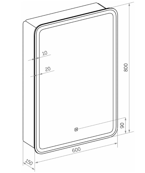 Зеркало-шкаф SINTESI CORSO 60 с LED-подсветкой 600х800 SIN-SPEC-CORSO-60 фото
