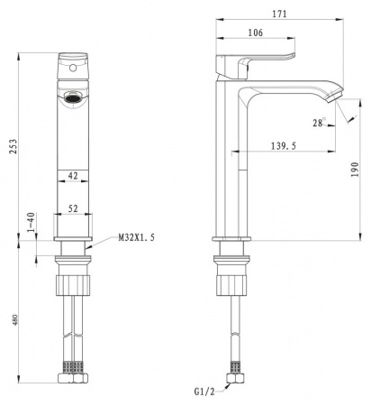 Высокий смеситель для раковины BelBagno Disco DIS-LMC-CRM фото