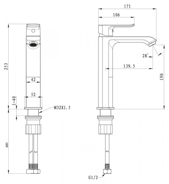 Высокий смеситель для раковины BelBagno Disco DIS-LMC-CRM фото
