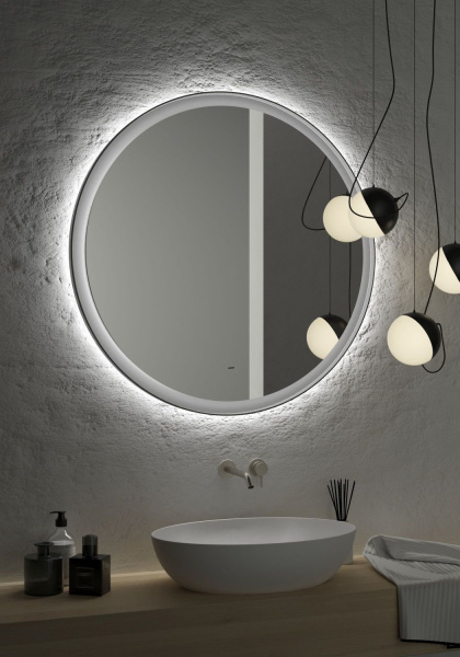 Зеркало с подсветкой, сенсорным выключателем Art&Max Napoli AM-Nap-800-DS-F-Grey 80x80 фото