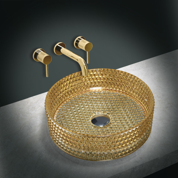 Накладная раковина из стекла Vincea VBS-5GL05 40x40 золото фото