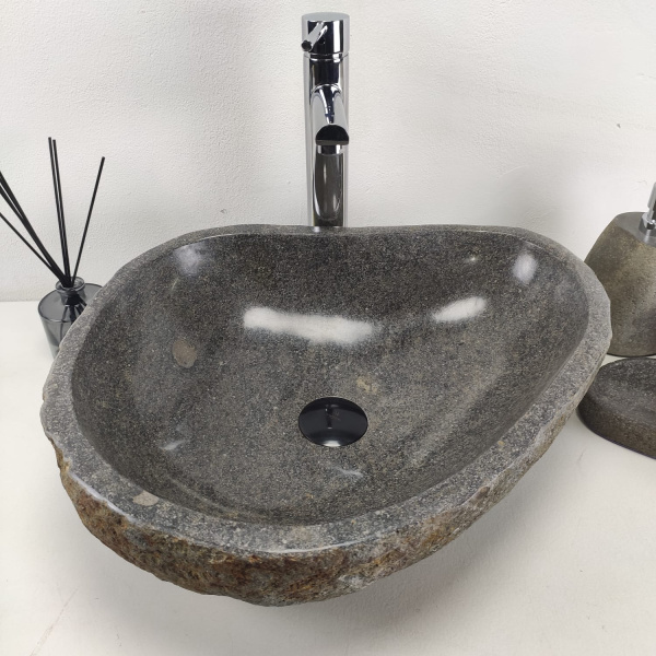 Накладная раковина из речного камня RS0968 (47*41*15) фото