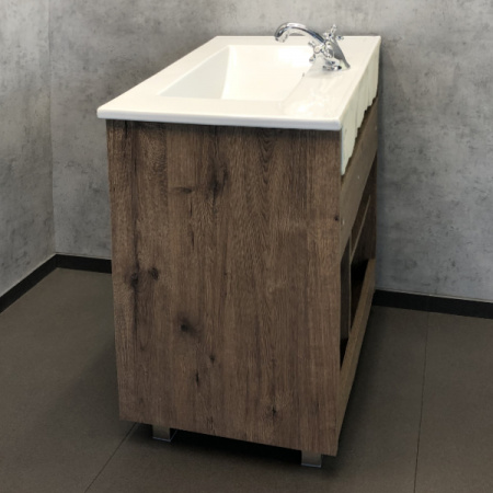 Тумба Comforty Марио-75 дуб темный с раковиной Quadro 75 фото