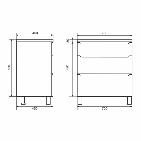 Тумба под раковину напольная Uperwood Tanos 70 291020333 черная матовая фото