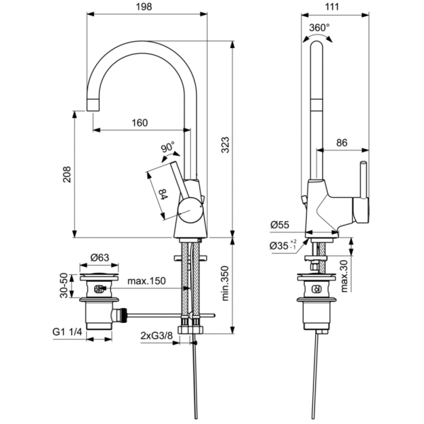 Смеситель для раковины Ideal Standard CERALINE BC195AA фото