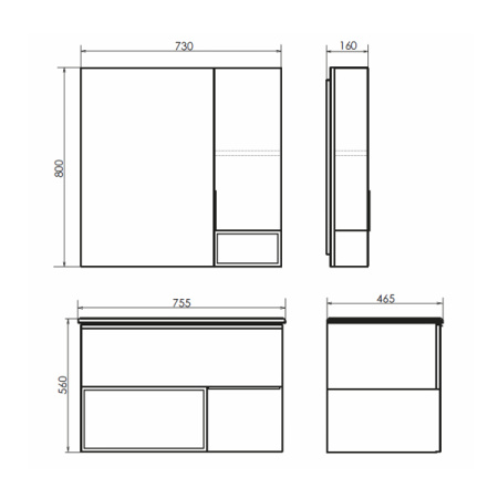 Зеркало-шкаф Comforty Франкфурт-75 бетон светлый 00-00011079 фото