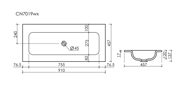 Раковина Ceramica Nova Grace CN7019MBWx 91x45 черная матовая фото