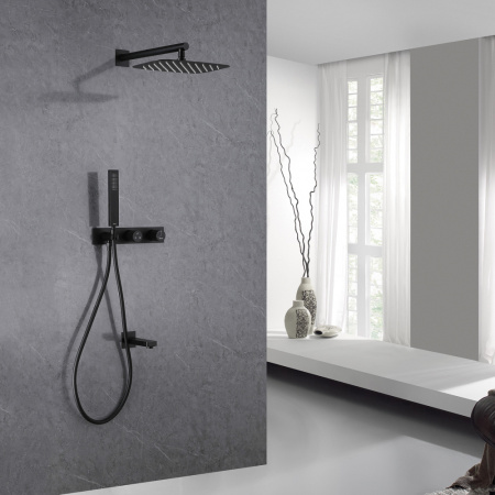 Душевая система скрытого монтажа Abber Rund AF8717B черная матовая фото