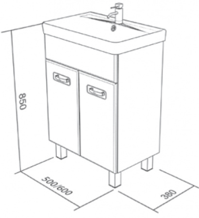 Тумба Bas Альта с раковиной Dreja 60 см фото