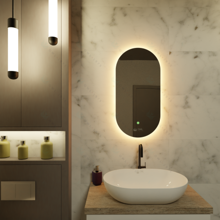 Зеркало с ореольной LED подсветкой OWL 1975 Rusken OWLM200303 40x80 фото