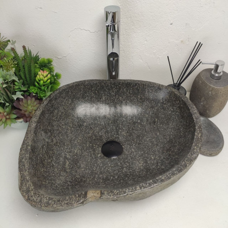 Накладная раковина из речного камня RS01378 (48*43*15) фото